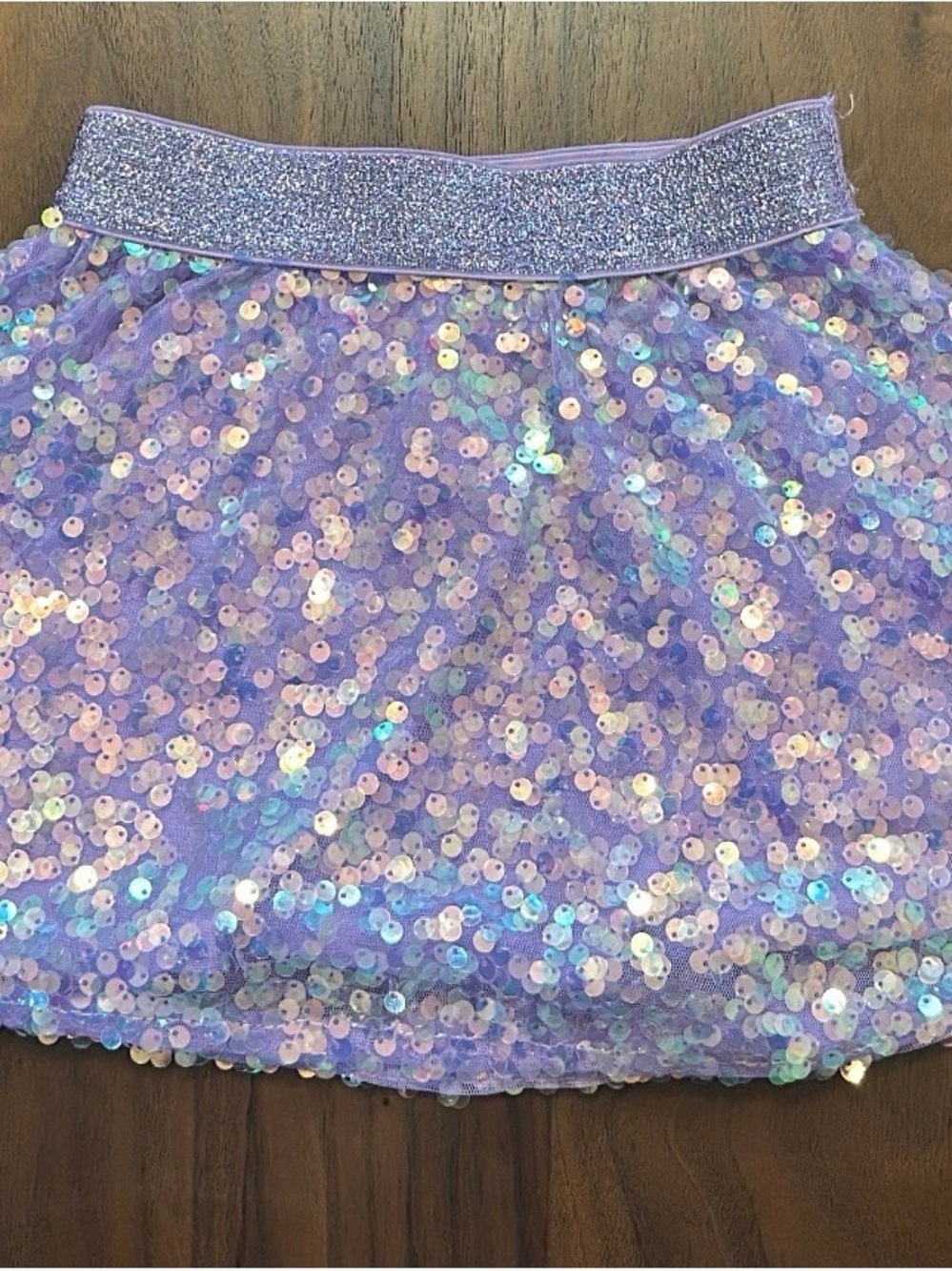 Girls' Lavender Sequin Skirt with Shimmer Waistband